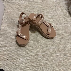 Guess Beige Logo Strap Sandals